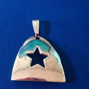 Vintage 70s Gold Tone Star Motif Arch Charm Holder Enhancer Pendant - 1" Long
